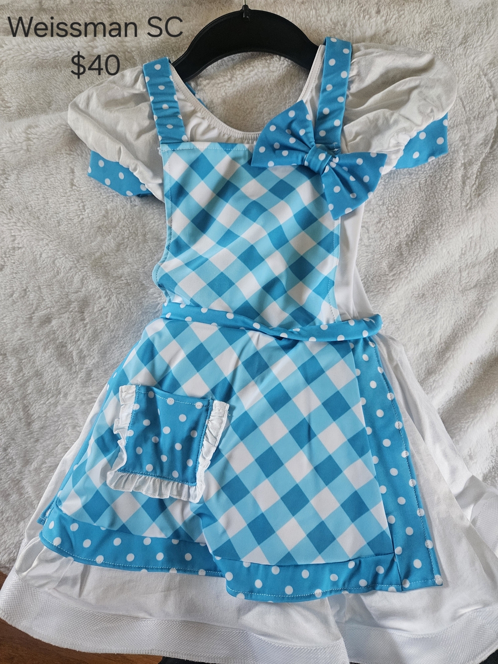 Weissman Blue & White Girls' Gingham Apron Costume